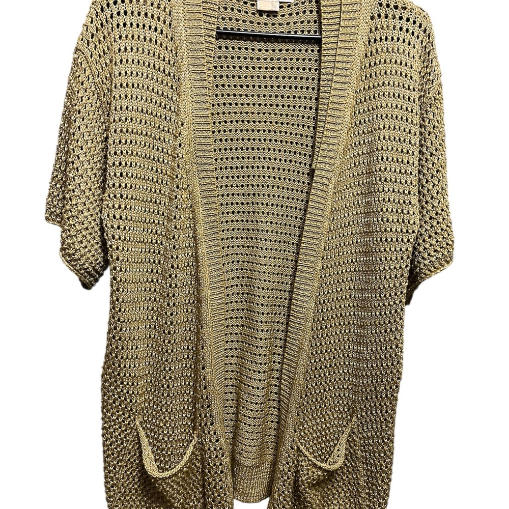 Michael Kors Metallic Knit Cardigan - Gold